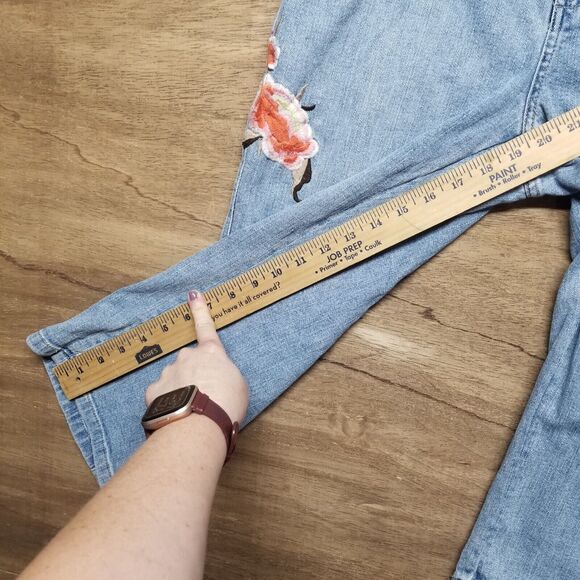 Madison & Max Petites Wmns Sz 10P Cropped Denim Jean Cottagecore Boho Floral - Picture 8 of 9